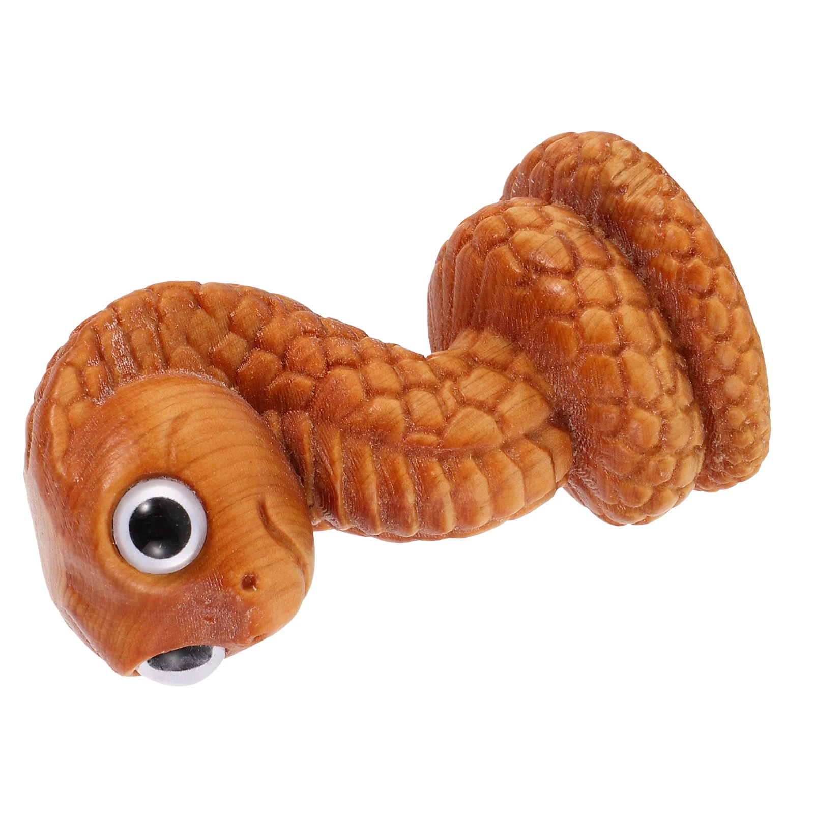 

Wooden Animal Sculpture Bigeyed Snake Home Office Decor Miniature Carved Ornament Year of Snake Figurine Desk Piece Craft