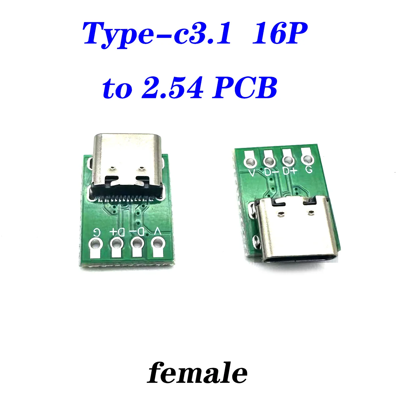 100Pcs USB 3.1 Type-C Connector PCB 2.54 Board Adapter 16P Connector Socket For Test Data Line Wire Cable Transfer