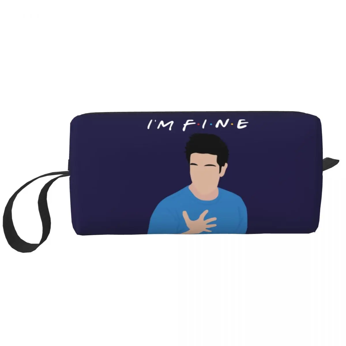 Estou bem-grande bolsa de maquiagem com zíper para mulheres, bolsa cosmética de viagem, programa de TV amigos, Ross Geller, bolsa de higiene pessoal portátil