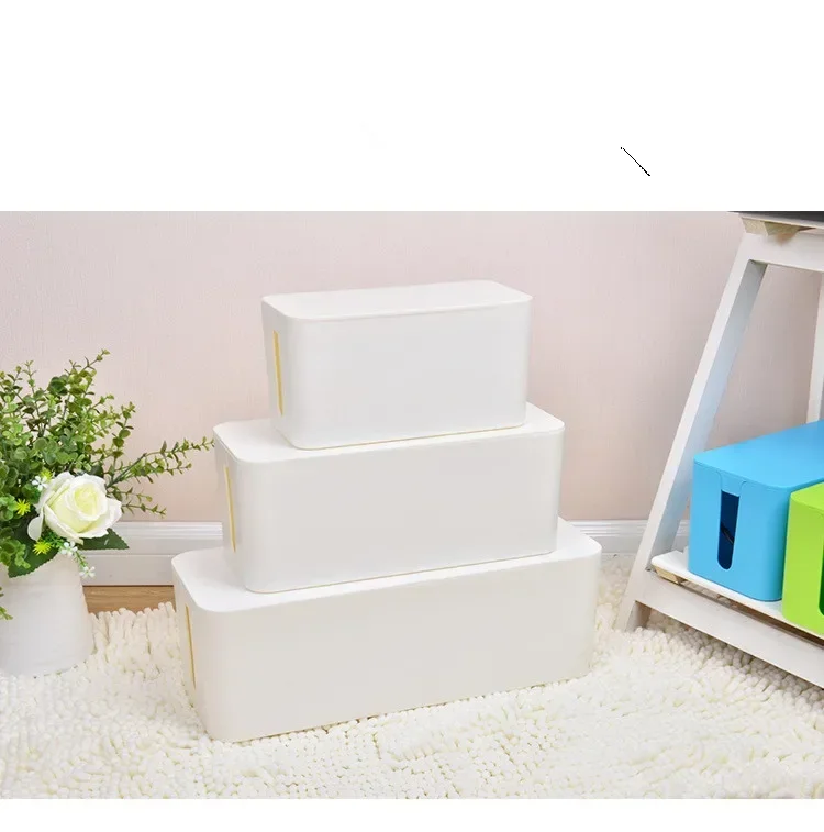 1 قطعة صندوق تخزين الأسلاك البلاستيكية خط الطاقة التخزين المنظم كابل جمع حالات تقاطع يمكن قطاع الطاقة الحبل صندوق تخزين OK 0687