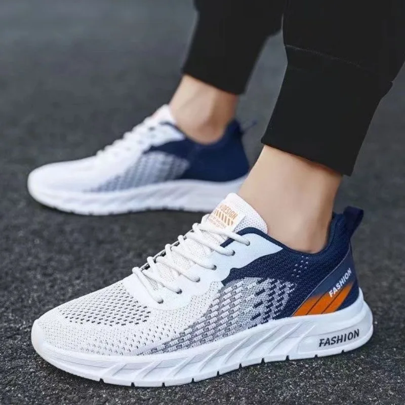 2024 New Fashion Men Running Shoes Knit Breathable Sneaker Outdoor Jogging Trainers Non-slip Lace Up Tennis Shoes Spor Ayakkabı