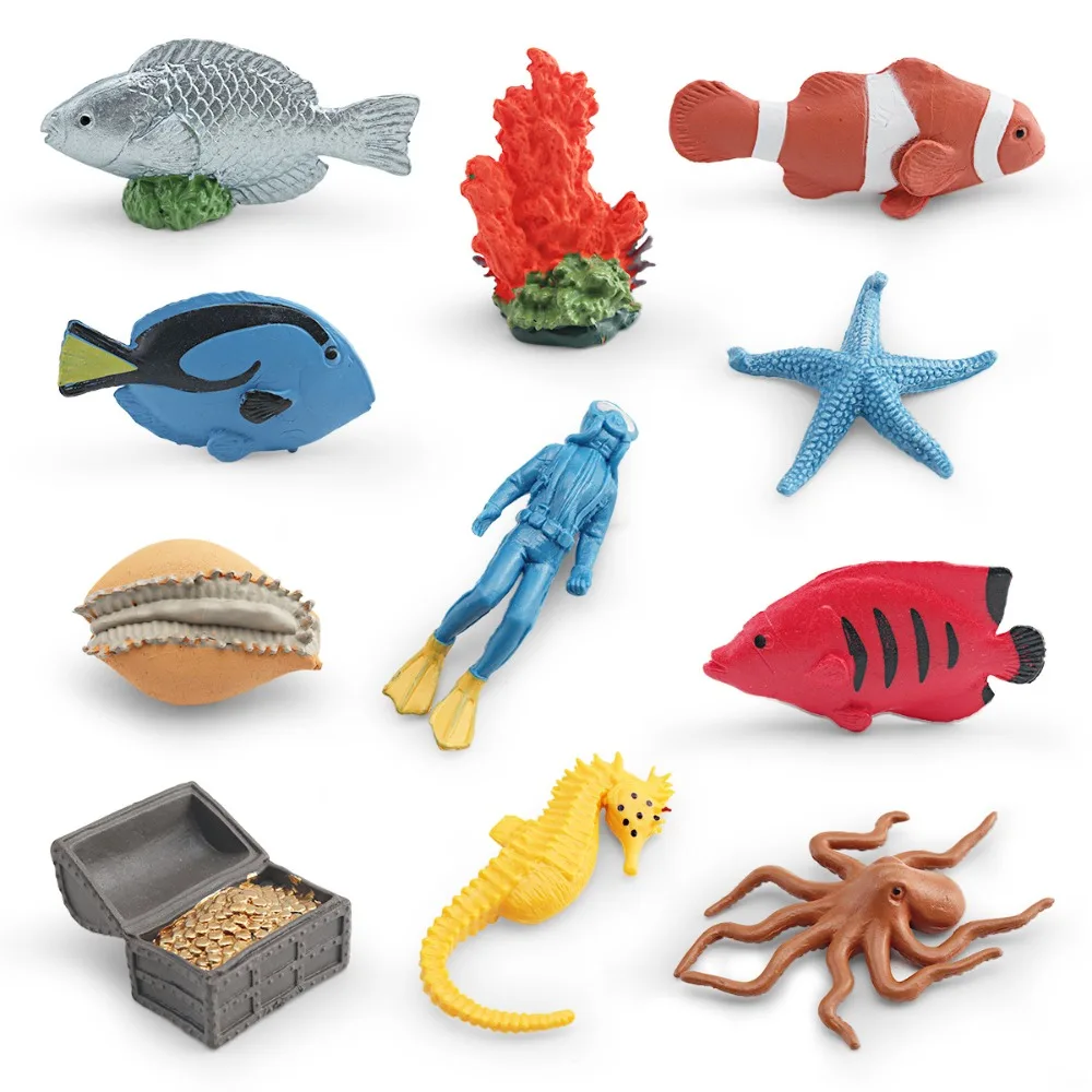 

11pcs PVC Simulated Fish Tank Decorations Starfish Handmad Lifelike Fish Figurine Collectible Statue Ocean Animals Ornaments
