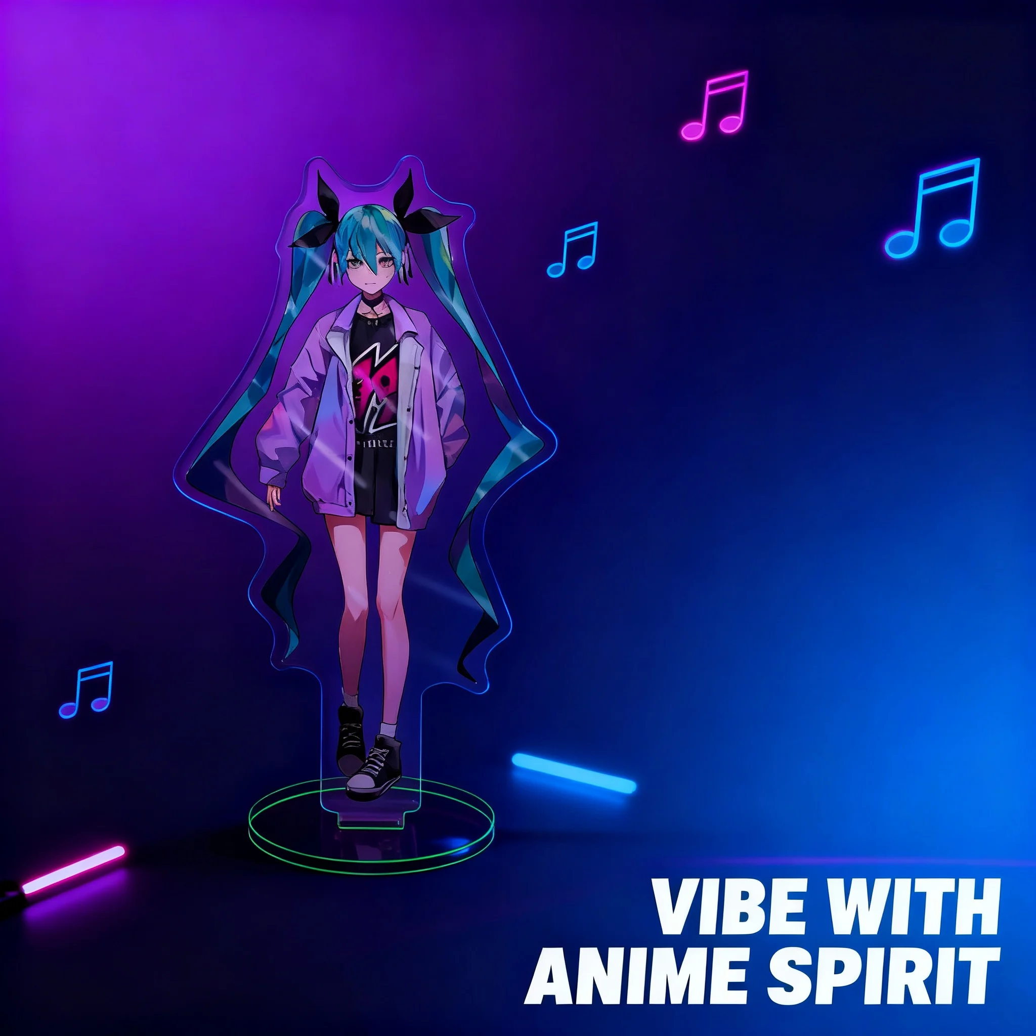 

Большая акриловая фигурка-стенд Hatsune Miku и Luo Tianyi, двусторонняя, аниме-мерч, коллекционный подарок