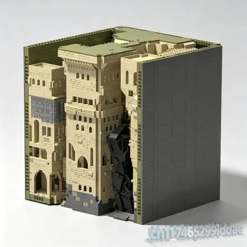 19551PCS Fantasy Book Building Blocks Modular Castle Architecture Model Assembly Creative Home Library Collection Display Gift