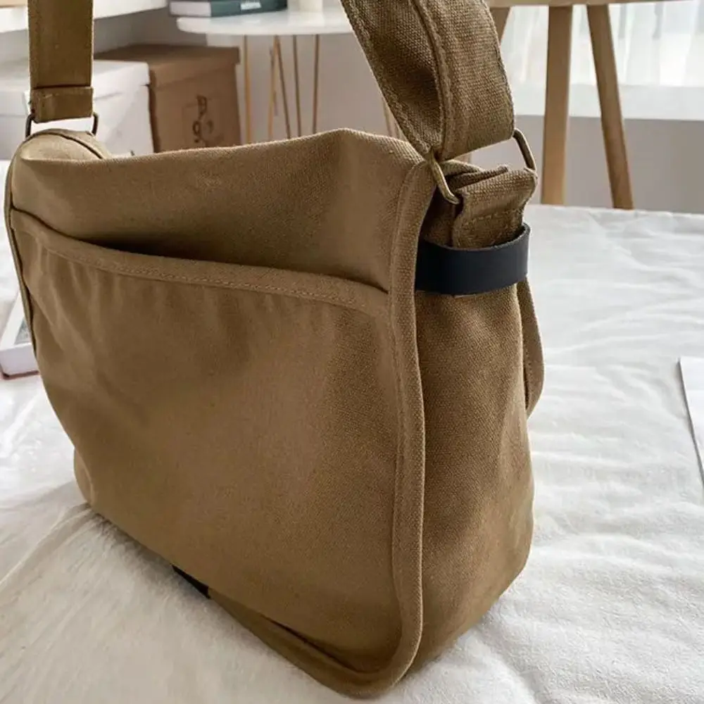 

Холщовая повседневная сумка через плечо, модная сумка-мессенджер большой вместимости, винтажная сумка через плечо в корейском стиле, женская и мужская
