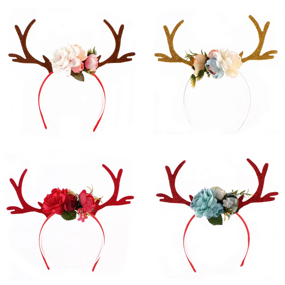 

Deer Antler Headband Blossom Funny Christmas Costume Party Accessory Reindeer Headband Women