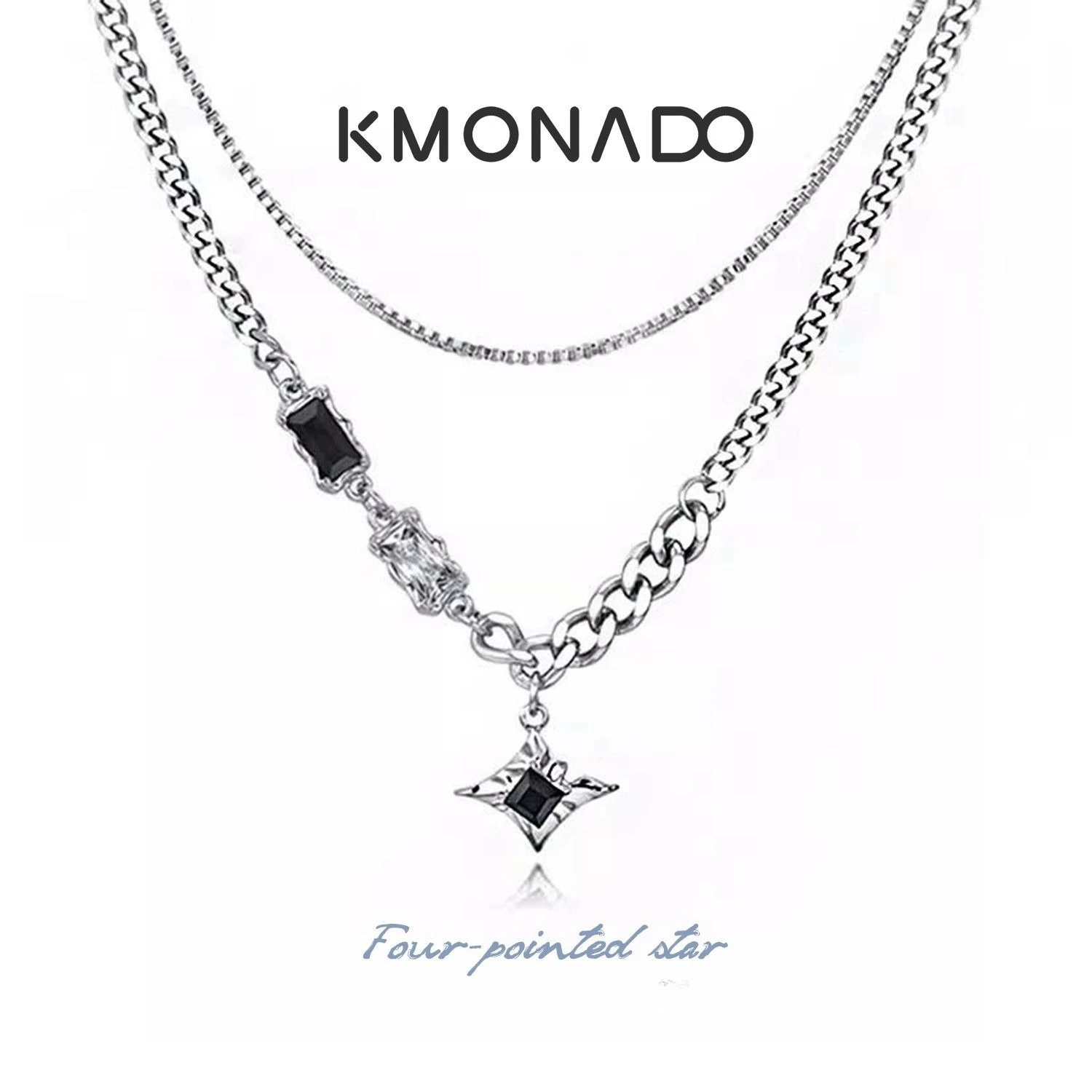 

KMONADO Черное четырехместное ожерелье, двухслойное простое трендовое ожерелье с подвеской в виде аксессуаров