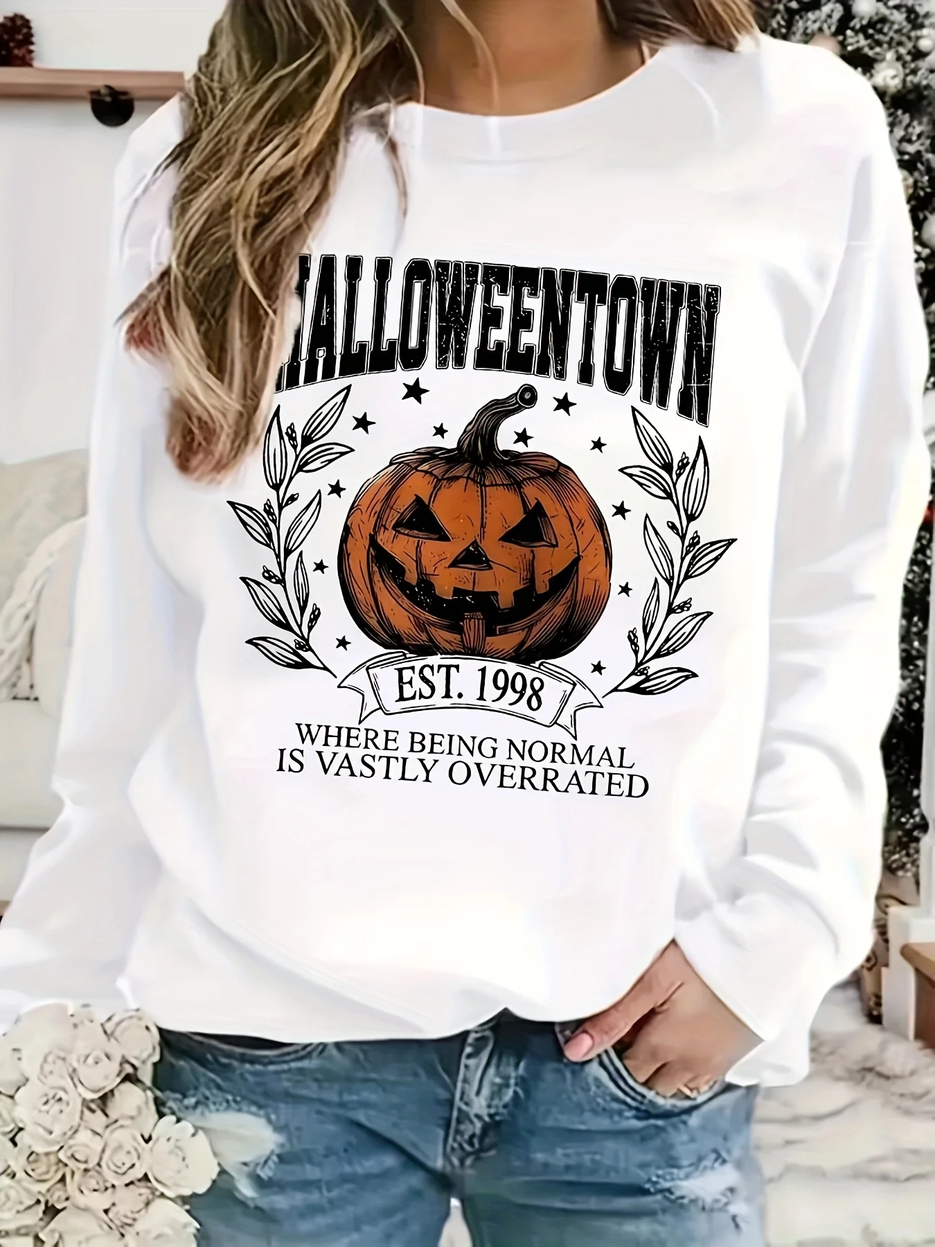 

Halloween Pumpkin Graphic Print Autumn and Winter Cotton Men's and Women's Sweatshirts Outdoor Sports Leisure Fashion Trend