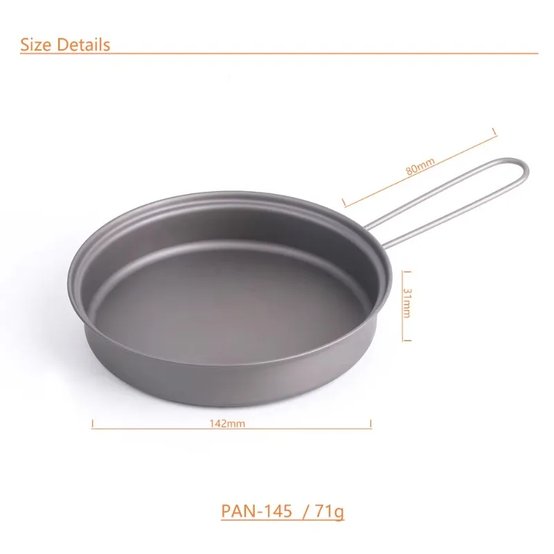 TOAKS Titanium PAN-145 Padella ultraleggera con manico pieghevole Attrezzatura da campeggio esterna Pentole 71g D145mm