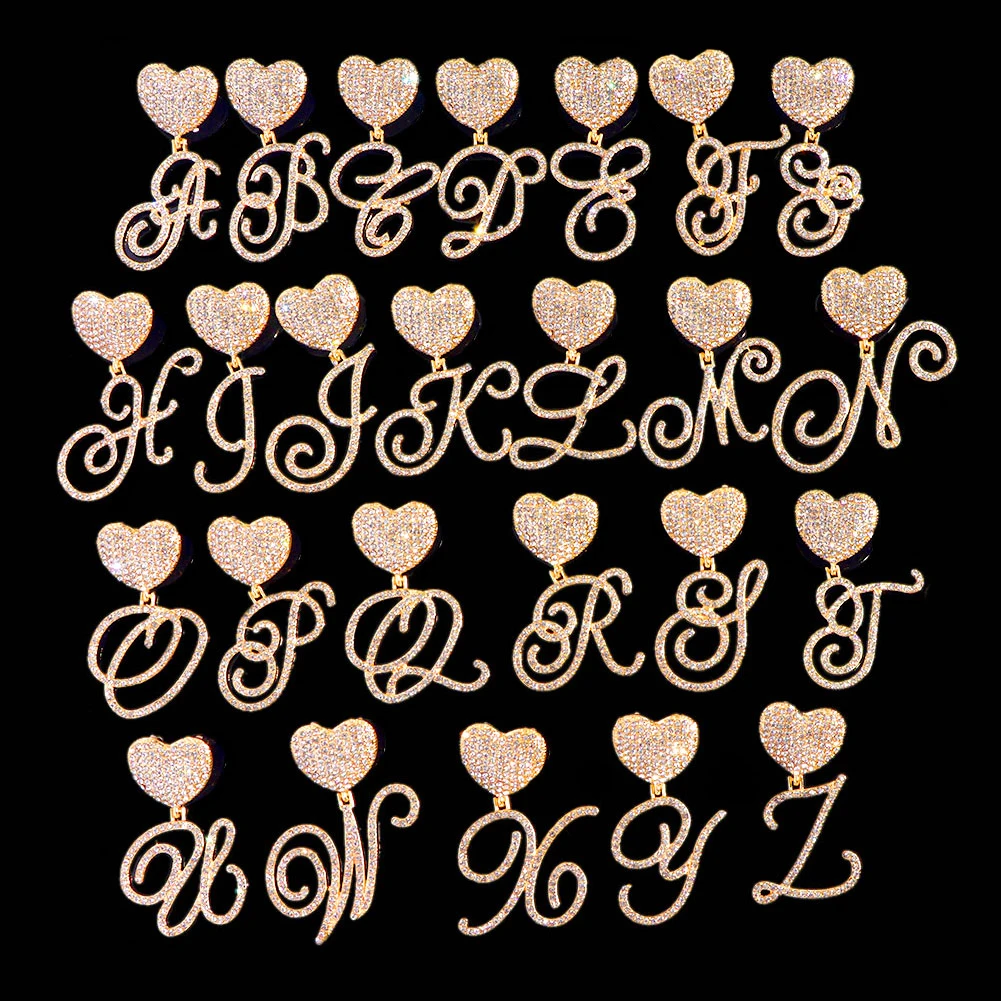 Damen-Halskette mit Herz-Anfangsbuchstaben-Anhänger, Iced-Out Strass-Buchstaben-Charm Tennis-Ketten-Choker, luxuriöses Bling-Schmuckgeschenk – Detail 2