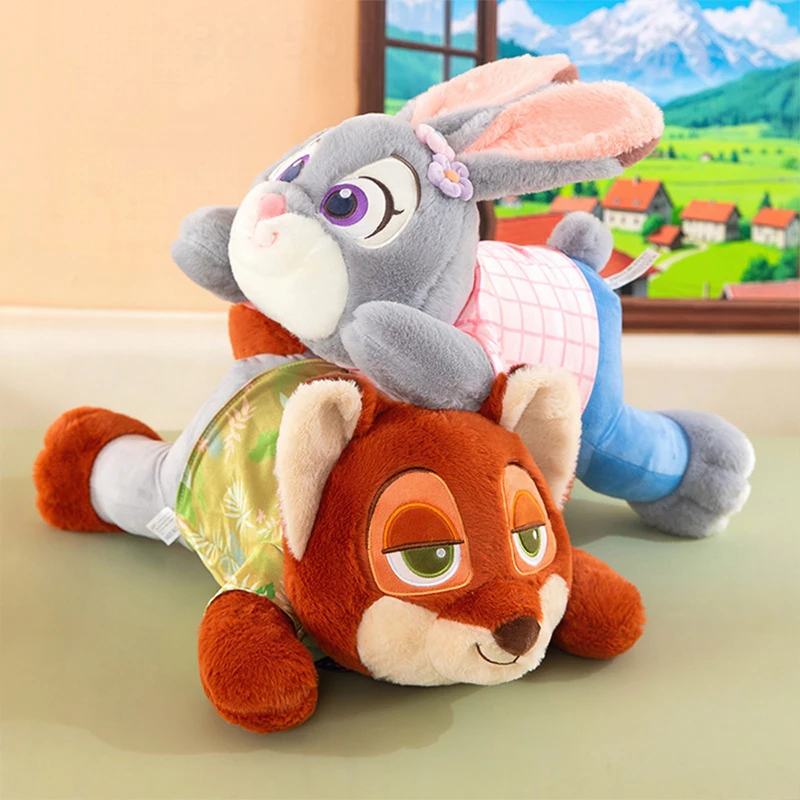 

80cm Kawaii Judy and Nick Plush Toy Zootopia Stuffed Doll Anime Figure Long Pillow Kids Birthday Gift Children Stuffed Doll