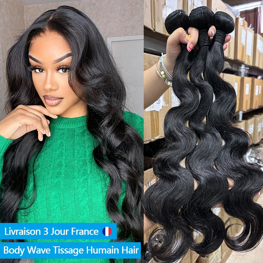 20 22 24 inch Body Wave Bundels van echt haar Braziliaanse bundels Ruw haar 100% echt haar Ali Express Frankrijk Bundels 100% echt haar