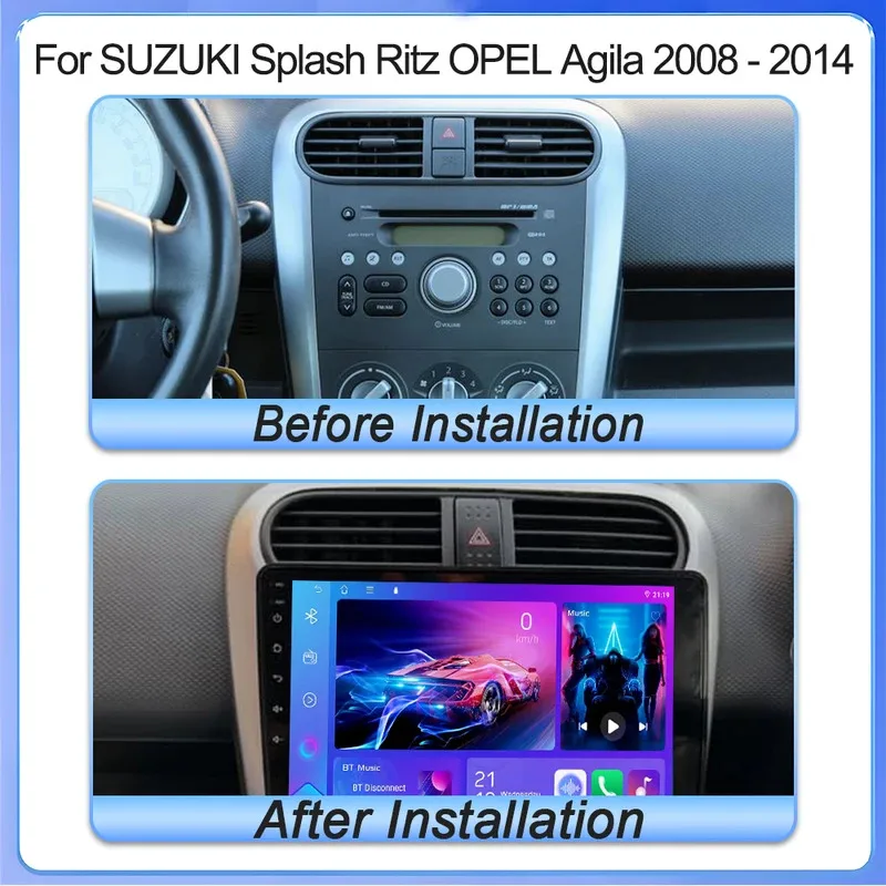 Car Radio For SUZUKI Splash Ritz OPEL Agila 2008 - 2014 Carplay Android Auto Car Radio Multimedia Player WIFI 5G  NO 2DIN DVD