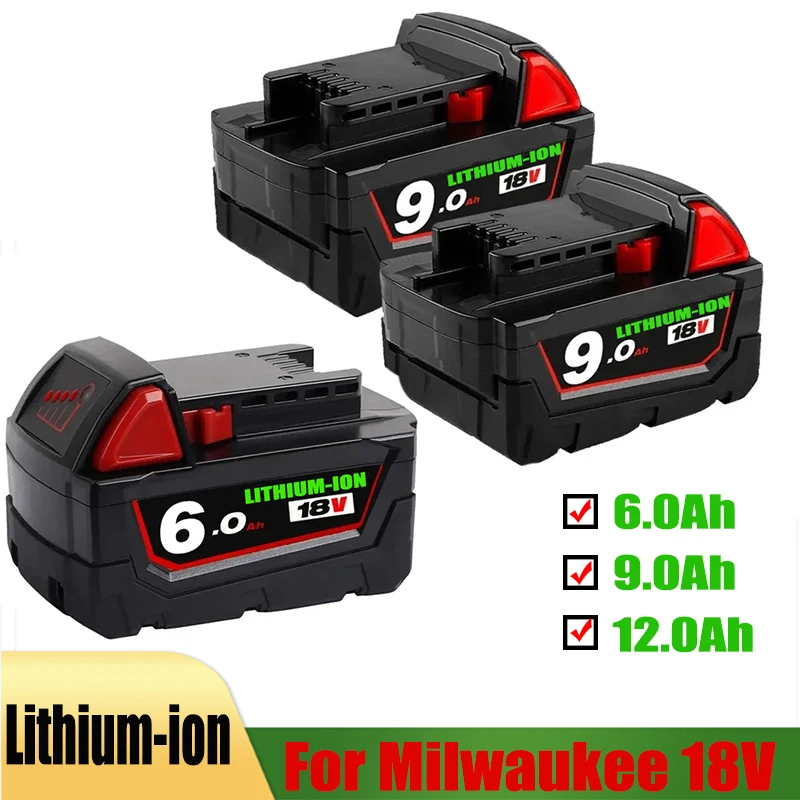 

18V For Milwaukee M18 Battery M18B6 XC 9.0 Ah Li-Ion 48-11-1860 48-11-1852 Or Charger 48-11-1850 48-11-1840 Cordless Power Tools