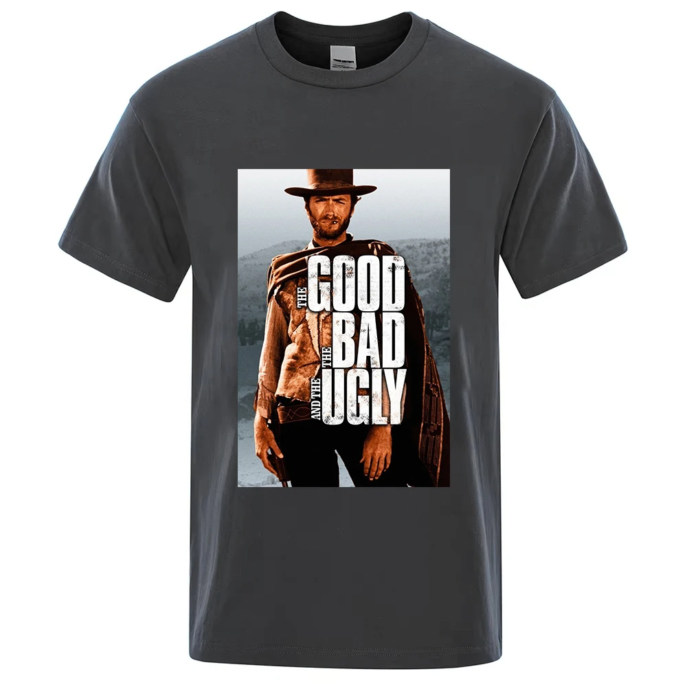 الجدة كلينت ايستوود الرجال القطن بلايز الجيد السيئ القبيح خمر تي شيرت المرأة الصيف Crewneck فضفاض الموضة التي شيرت #2