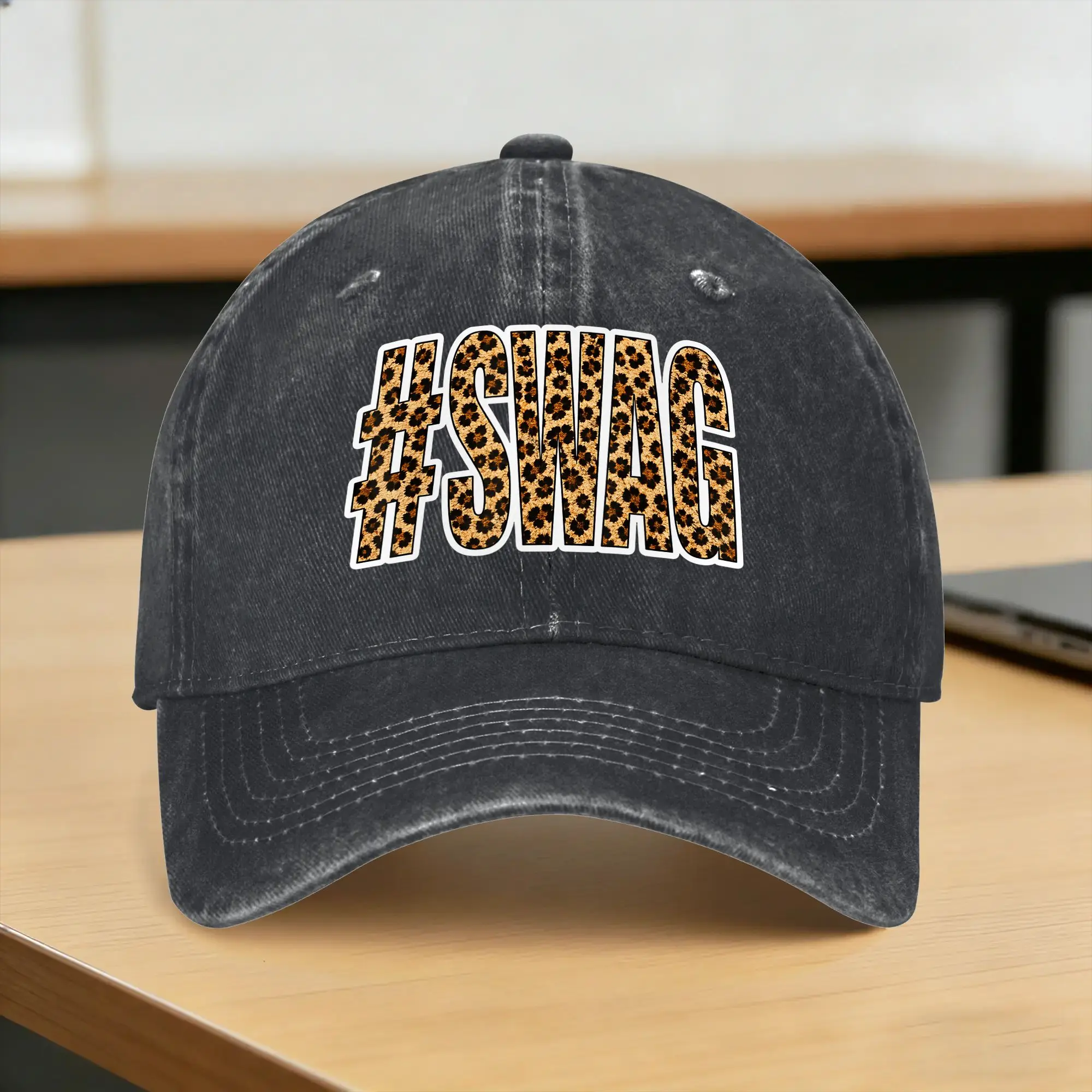 Hashtag Swag Leopard Print Swag Animal Print Graphic Baseball Cap Sun  Hiking Fishing Hot Sale Washed Trucker Hat Baseball Caps