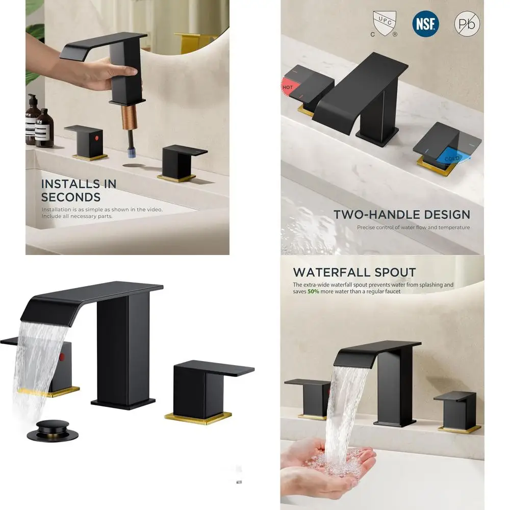 

8 Widespread 2-Handle Waterfall Faucet with Pop-Up Drain and 24 Hoses for Vanity and RV Bathrooms