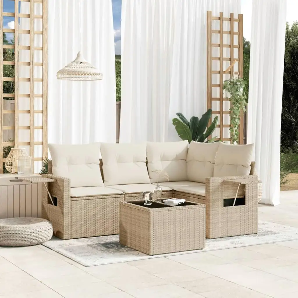 

Beige PE Rattan Medium Modular Garden Sofa Set Stylish Outdoor Lounge Furniture for Patio and Backyard