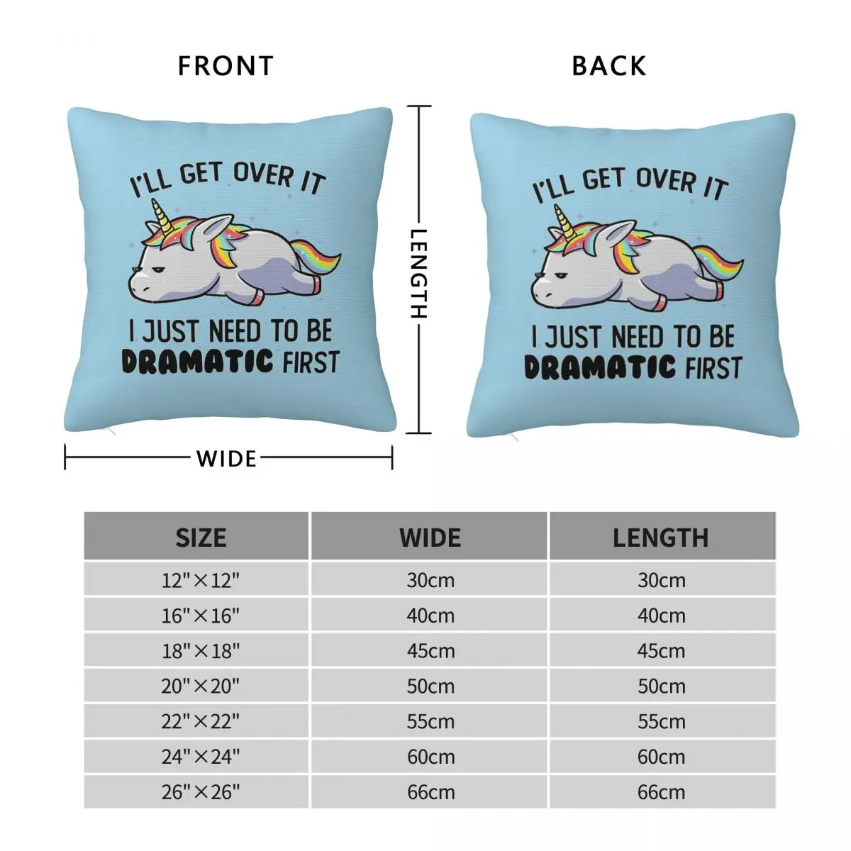 I Just Need To Be Dramatic Unicorn Square Pillowcase Polyester Linen Velvet Printed Zip Decor Pillow Case Car Cushion Cover