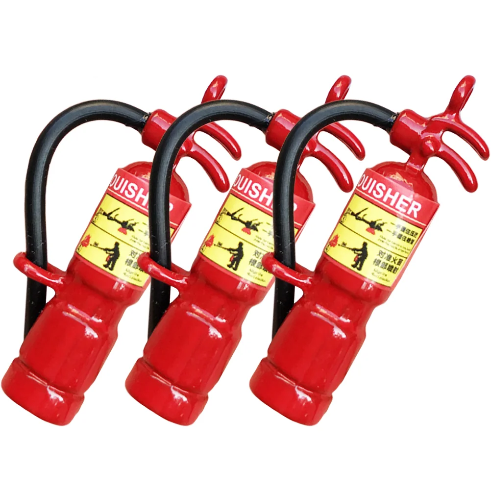 

3 Pcs Miniature Dollhouse Halloween Fire Extinguisher Flashing Metal Pendants Toys