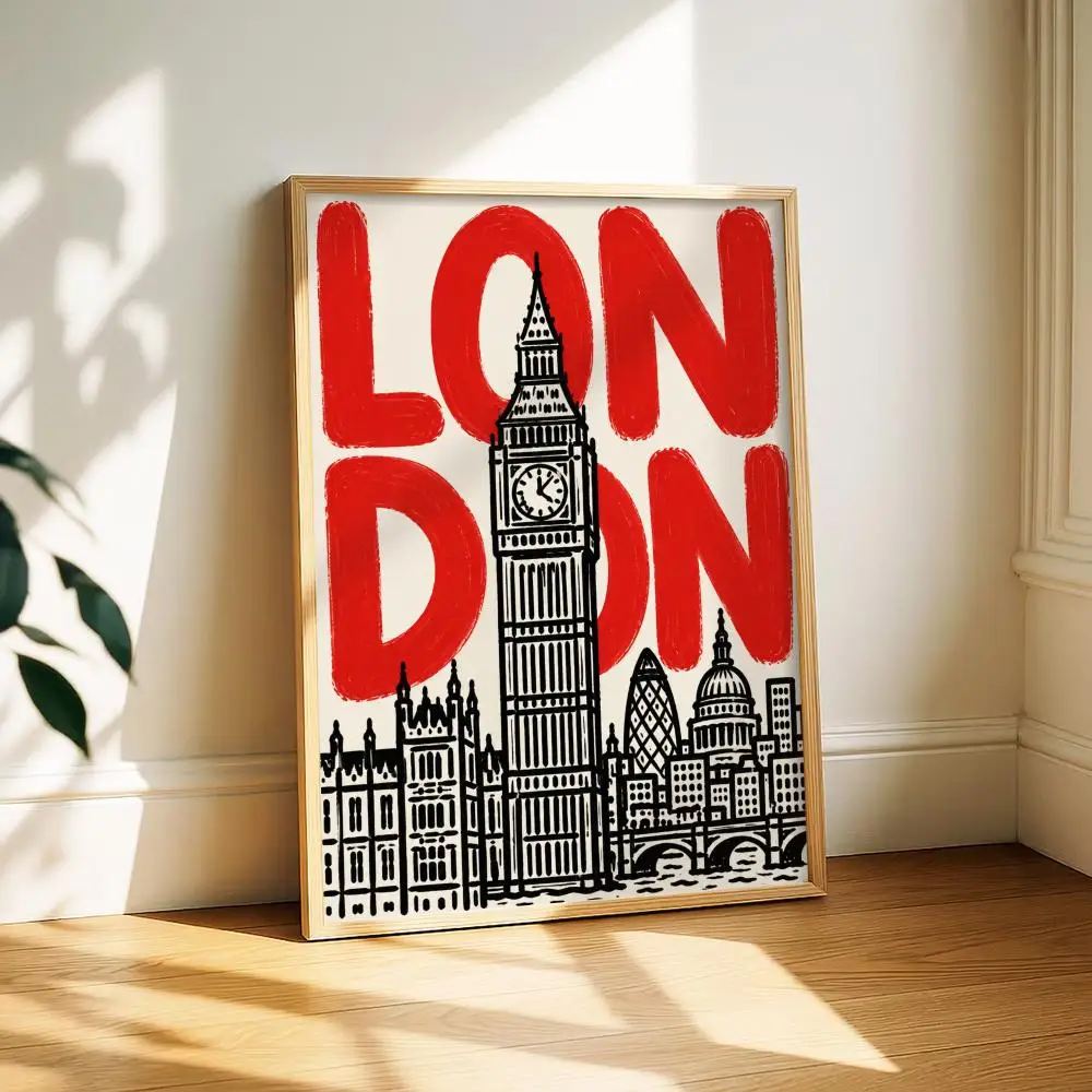 Global City Typography Painting Calligraphy Canvas Poster Art for Bedroom Living Room Home Decor Wall Decoration Decals Gift