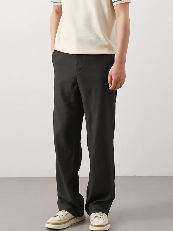 سراويل كاجوال من American Sle للرجال لربيع وصيف بخصر عالٍ وساق مستقيمة ومضادة للتجاعيد وألياف بوليستر شبابية قابلة للتجاعيد