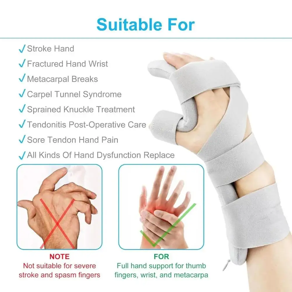 Hand Splint Hand Support for Thumb Fingers Wrist Brace Immobilizer Adjustable for Carpal Tunnel Syndrome Sprain and Arthrits