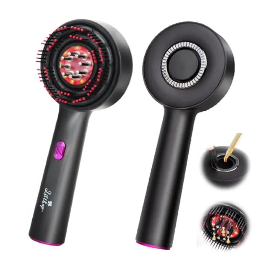 

3 in 1 Electric Scalp Massager with Hair Growth Oil Applicator IPX7 Waterproof Head Brush for Home Use Grey