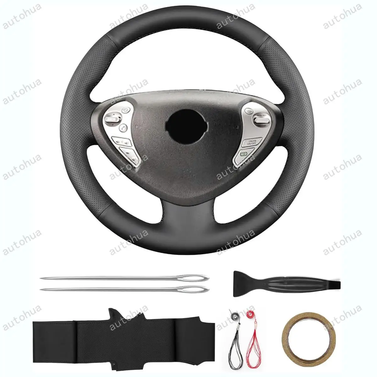 

Hand-Stitched Steering Wheel Cover for Nissan 2016 Leaf 30 kWh/2015 e-NV200/2011 2014 Leaf/2012 e-NV200 Concept Leather