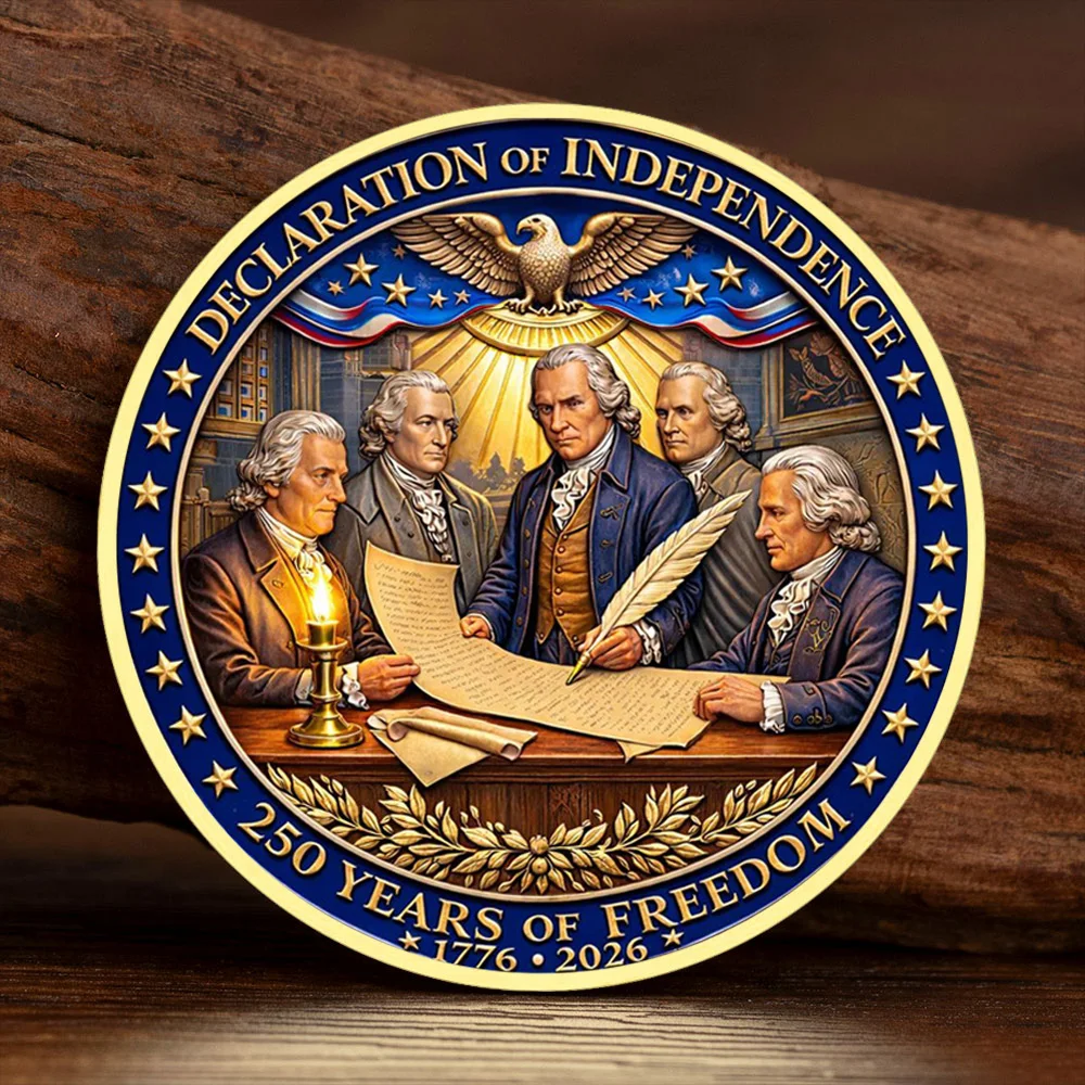 1776-2026 250 Years of Freedom Gold Plated Collection Coin Declaration of Independence  Commemorative Coin