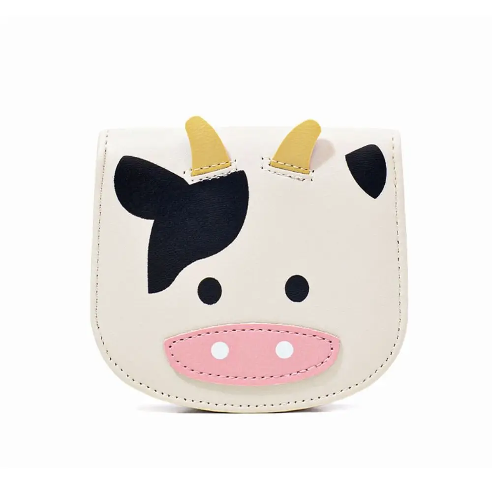 Milk Cow Pattern Coin Bag New PU Leather Lightweight Card Wallet Zipper Credit Card Case Girl