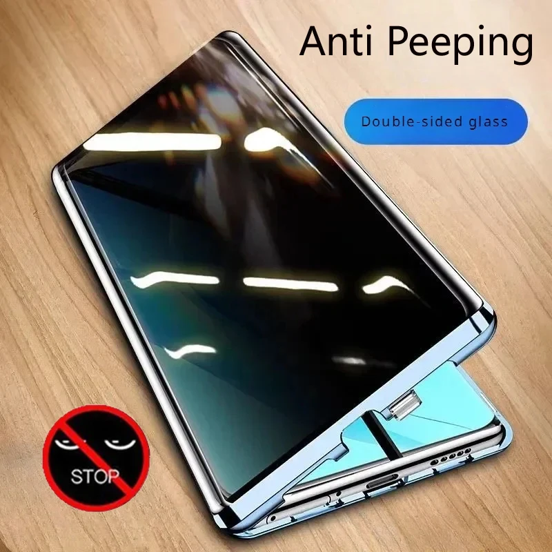 360 Double-sided Glass Phone Case For XiaoMi Mi 13T 15 Pro 14 Civi 14 Ultra Magnetic Anti Peeping Tempering Glass Cover Coque