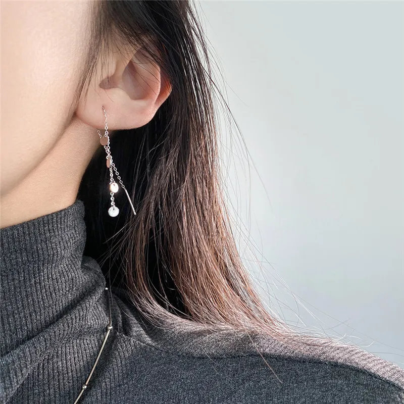 

French Minimalist Round Tassel Stud Earrings For Women S925 Pure Silver Plated 18K Gold Best Friend Birthday Gift Jewelry