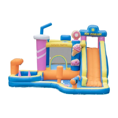 물 미끄럼과 공 수영장 점프 성 팽창식 되튐 집 성을 가진 주문을 받아서 만들어진 아이스크림 주제 안마당 되튐 집  Best5