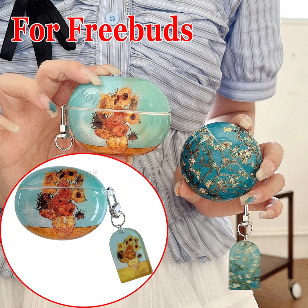 Retro Van Gogh Cover for Huawei Freebuds SE 2 Case Earphone Free Clip Cover Freebuds 5i Freebuds 6i Free Buds 5 Cover Funda