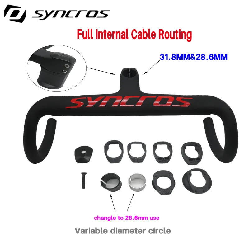 SYNCROS road Carbon handlebar carbon stem Internal Cable Routing Road bike Bicycle Handlebar 28.6mm 31.8mm 380/400/420/440mm