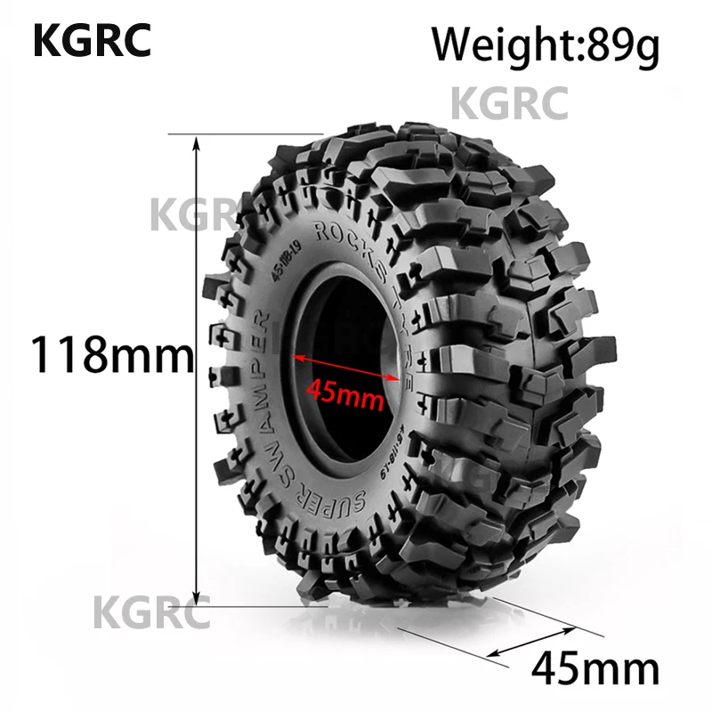 

4pcs 1.9 Inch Rubber Tyre 118*45mm For 1/10 Rc Crawler Car Trax Trx4 Axial Scx10 Wraith Scx10 Yikong Rgt Wrangler 1.9 Wheel