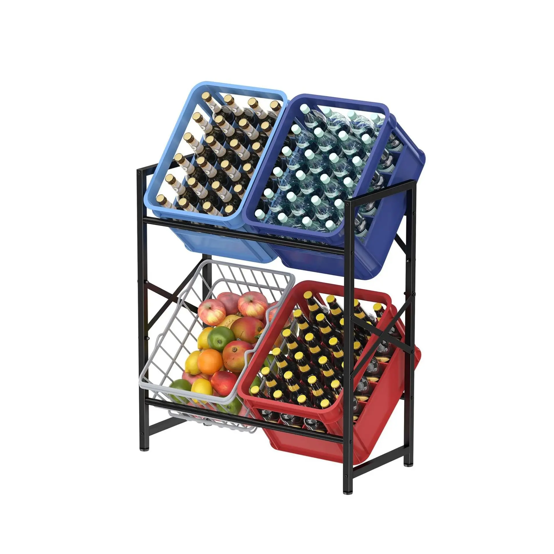 

Modern simple 2-layer wrought iron beer box rack, indoor and outdoor functional wrought iron rack