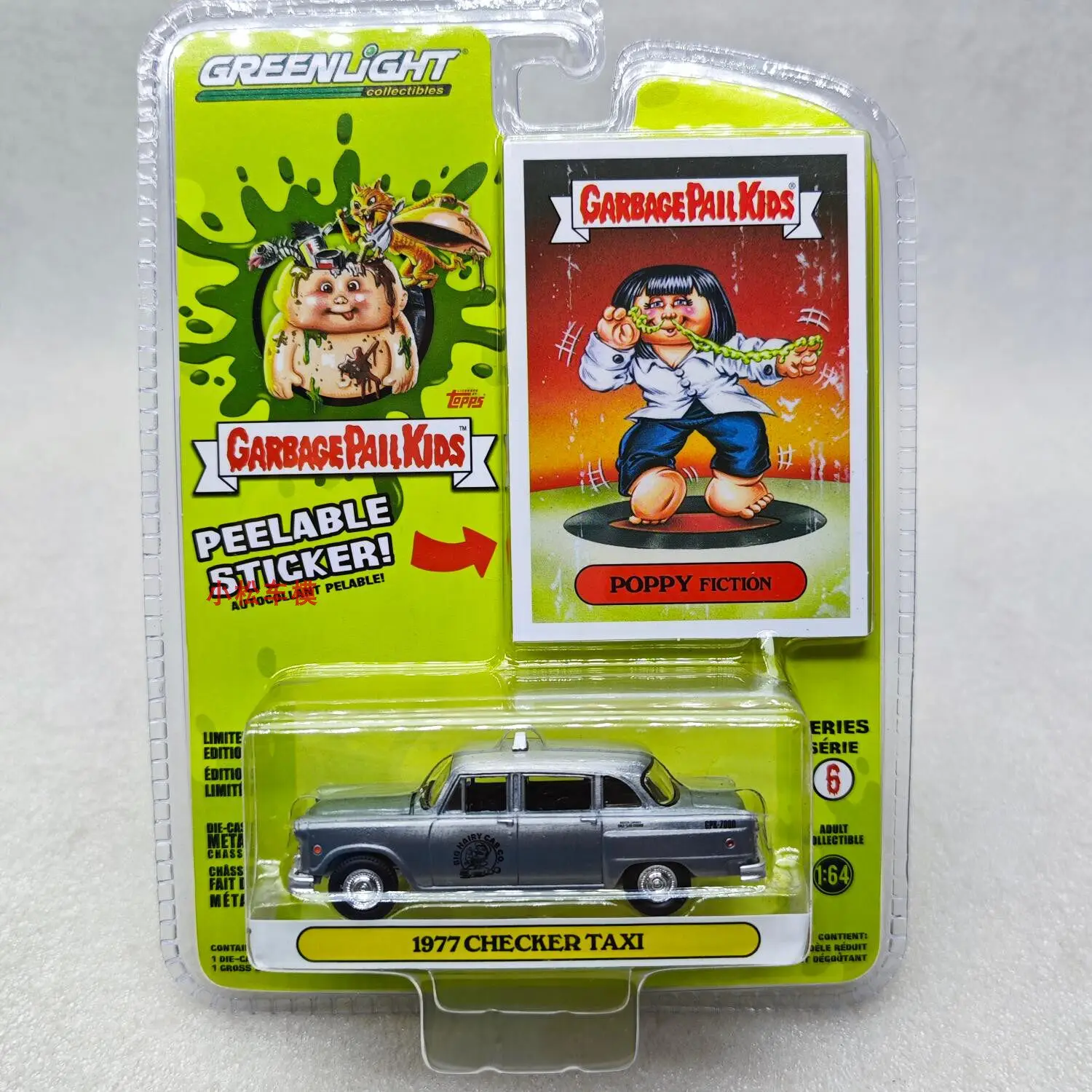greenlight-1-64-serie-cestini-della-spazzatura-6-taxi-checker-1977-verniciato-modellino-auto-in-lega-pressofusa-da-collezione