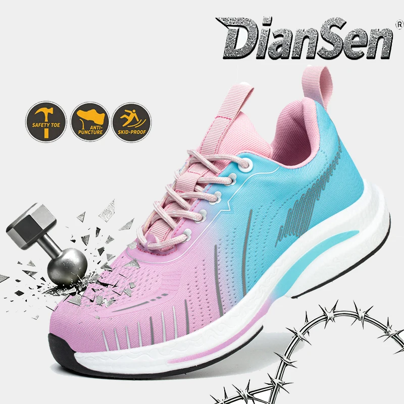 

Женская защитная обувь с градиентом и стальным носком — легкие, дышащие и защитные кроссовки с защитой от проколов для занятий спортом и повседневной носки