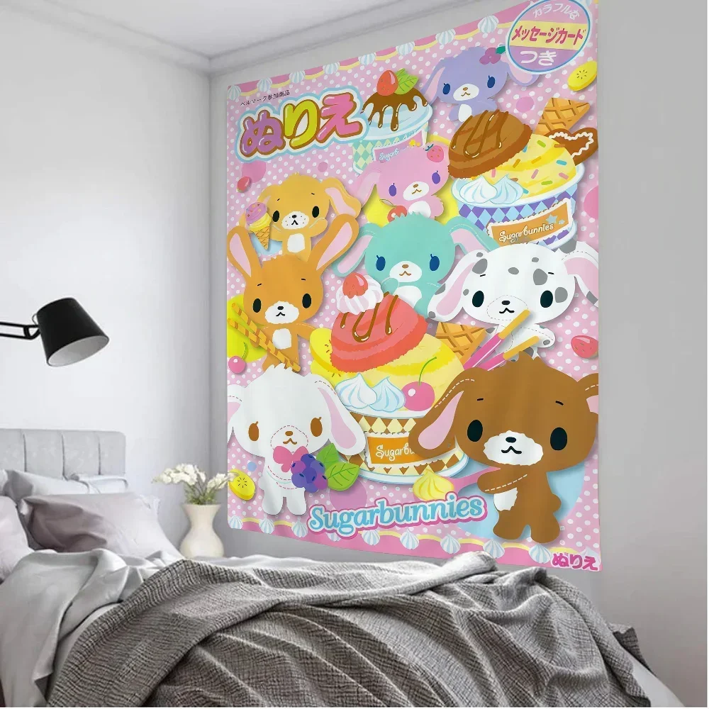 1pc Sugarbunnies Anime Colorful Tapestry Wall Hanging Bohemian Wall Tapestries Mandala Wall Art Decor