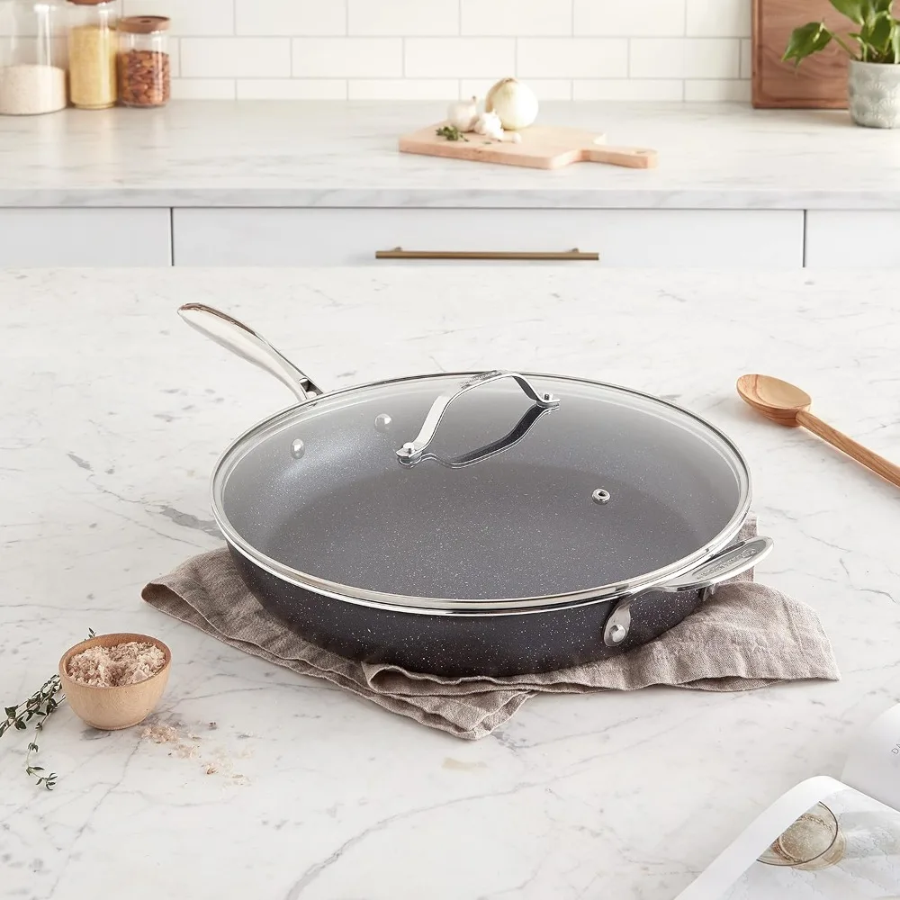

14 Inch Large Non Stick Frying Pan Skillet, Family Size Oven Safe Dishwasher Safe PFOA Free Cooking Pan