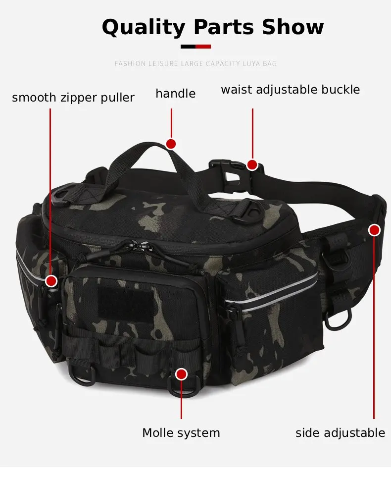 Multifunktionale Hüfttasche Taktische Camping-, Wander-, Kletter-, Brust-, Hüft- und Umhängetasche Angelzubehör-Köder-Aufbewahrungsrucksack – Detail 5