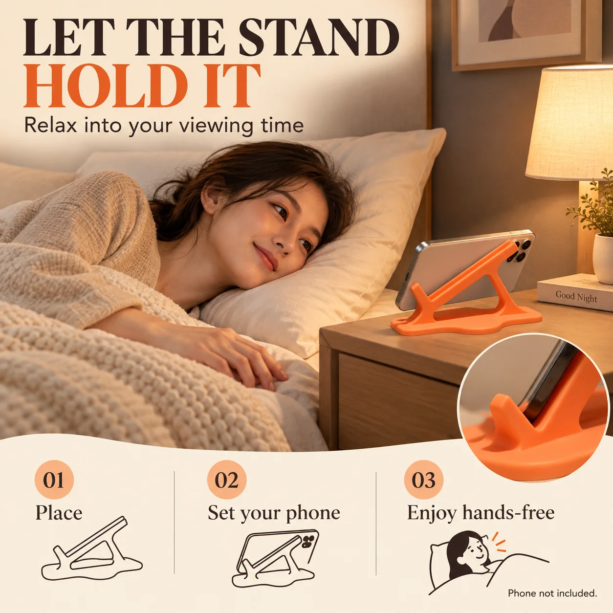 Side Lying Phone Stand Hands Free Smartphone Holder for Bed Desk Plastic Mobile Phone Support Bedroom Accessories
