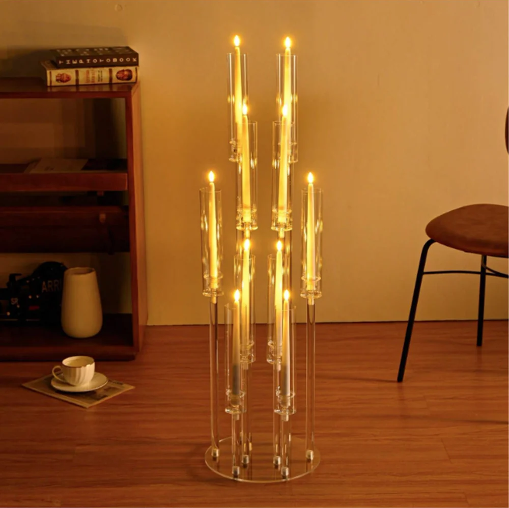 2/4/6/8/10pcs 10 arms acrylic candle holder transparent candle holder wedding table decoration home decoration ornaments