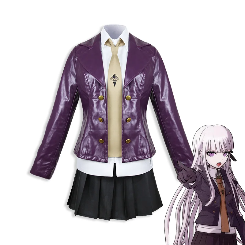 

Danganronpa Kirigiri Kyoko Adult Women Cosplay Costume Coat Shirt Skirt Socks Glove Suit Uniform Carnival Halloween Party Outfit