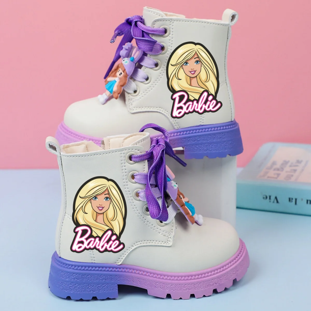 Kids Barbie Shoes Children Short Boots Fashion Anime Barbie Single Boots Girls Ankle Boots 2024 New Casual Shoes Size 22-33