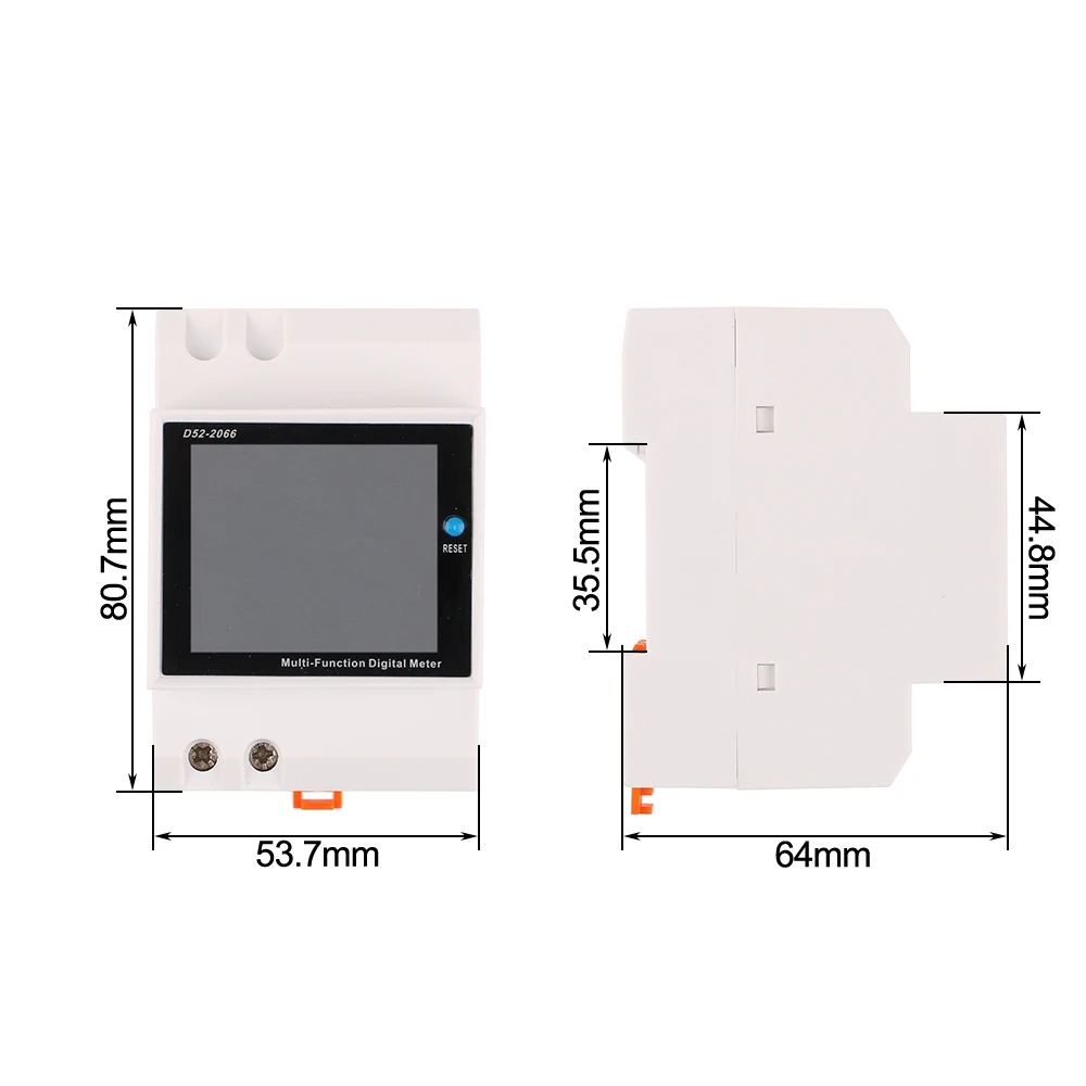 1PC Din Rail AC Monitor 220V 100A Voltage Current Power Factor Active KWH Electric Energy Frequency Meter Power Meter35MM