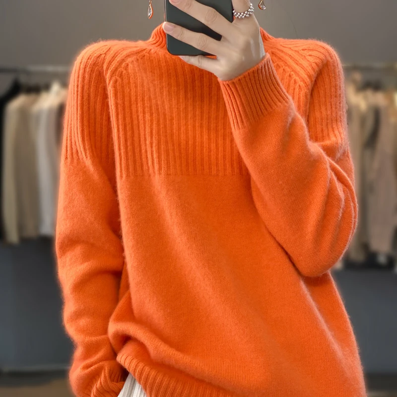 Sweater Wanita Sweater Tren Turtleneck 2022 Atasan Mode Baru Musim Gugur dan Musim Dingin Pullover Korea Pakaian Rajut Pullover Wanita