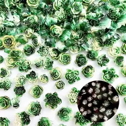 Luminous Resin Fresh Flowers Nail Art Charms Double Colors Rose with Gold Foil Inlaid Nail Decorations Accessories for DIY Nails